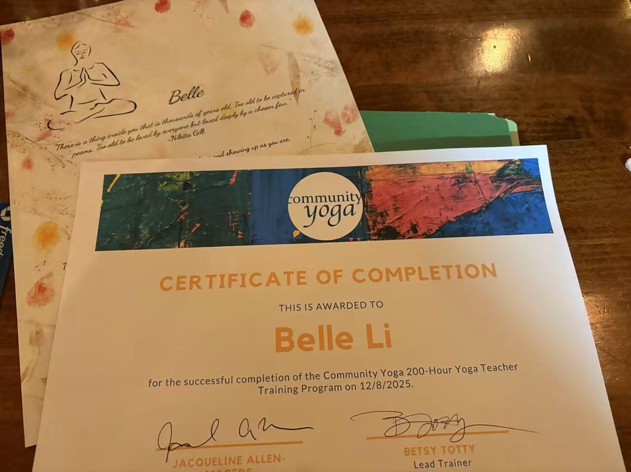 Yoga teacher certification