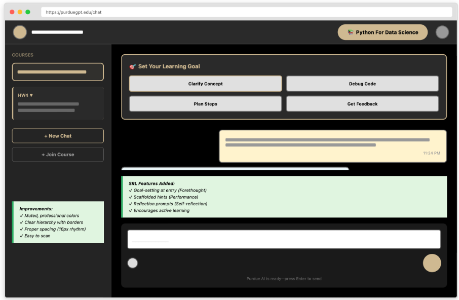 PeteChat redesigned interface